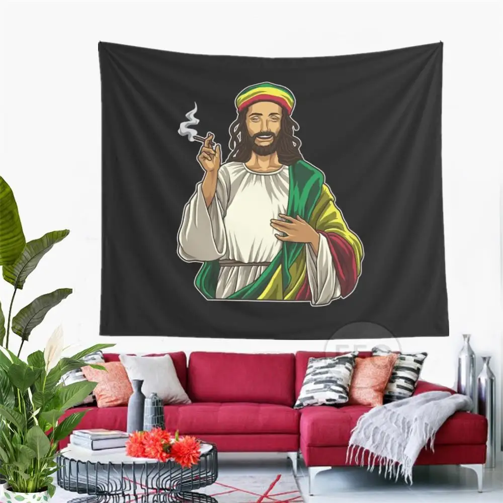 

Гобелен с изображением Иисуса дыма, настенный гобелен с изображением христианской религии, украшение для комнаты в эстетическом стиле, гоб...