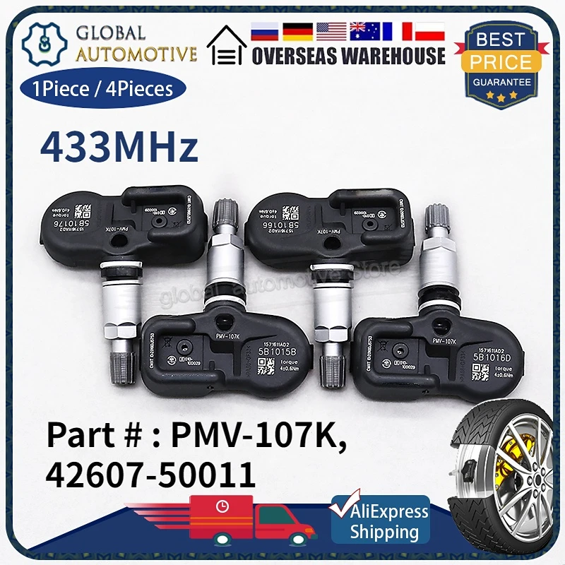 433 МГц система контроля давления в шинах Система контроля давления в шинах для 2007-2011 Lexus ES GS v-образной КРЕПЕЖНОЙ ПЛАСТИНОЙ LS PMV-107K давления в шинах Сенсор 42607-50010 42607-50011