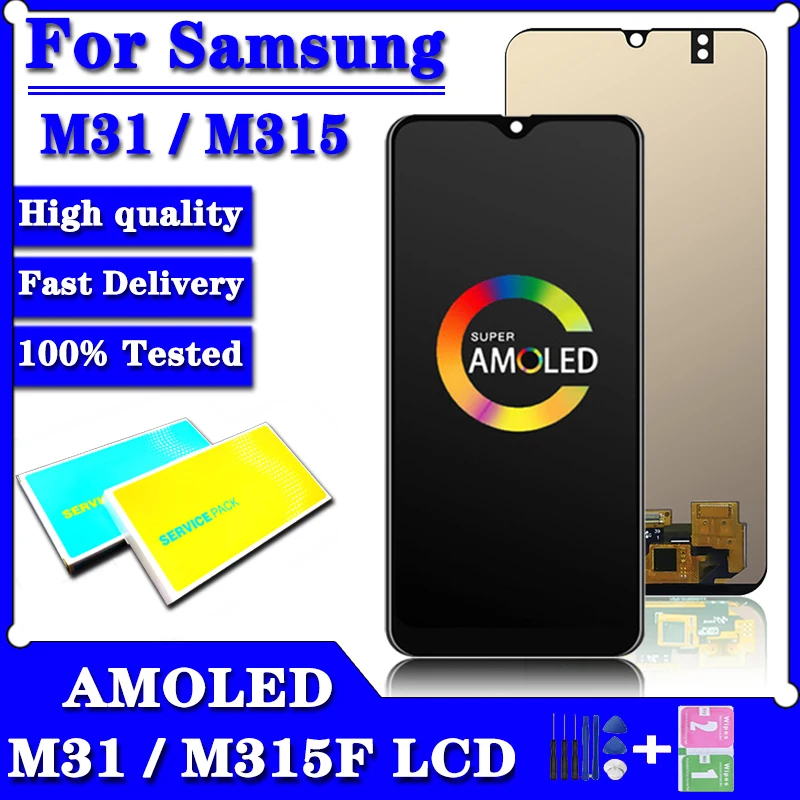Super AMOLED для Samsung Galaxy M31 LCD M315 M315F SM-M315F ЖК-дисплей сенсорный экран дигитайзер Запасные части M31 дисплей M315 LCD