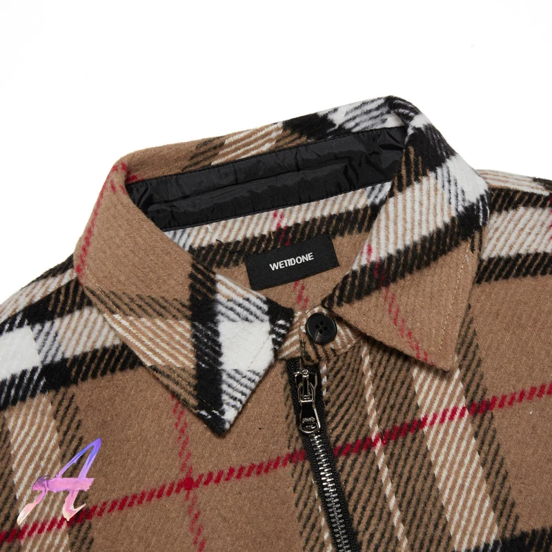 

We11done, шерстяная клетчатая куртка на молнии, высококачественный Повседневный пуловер для мужчин и женщин