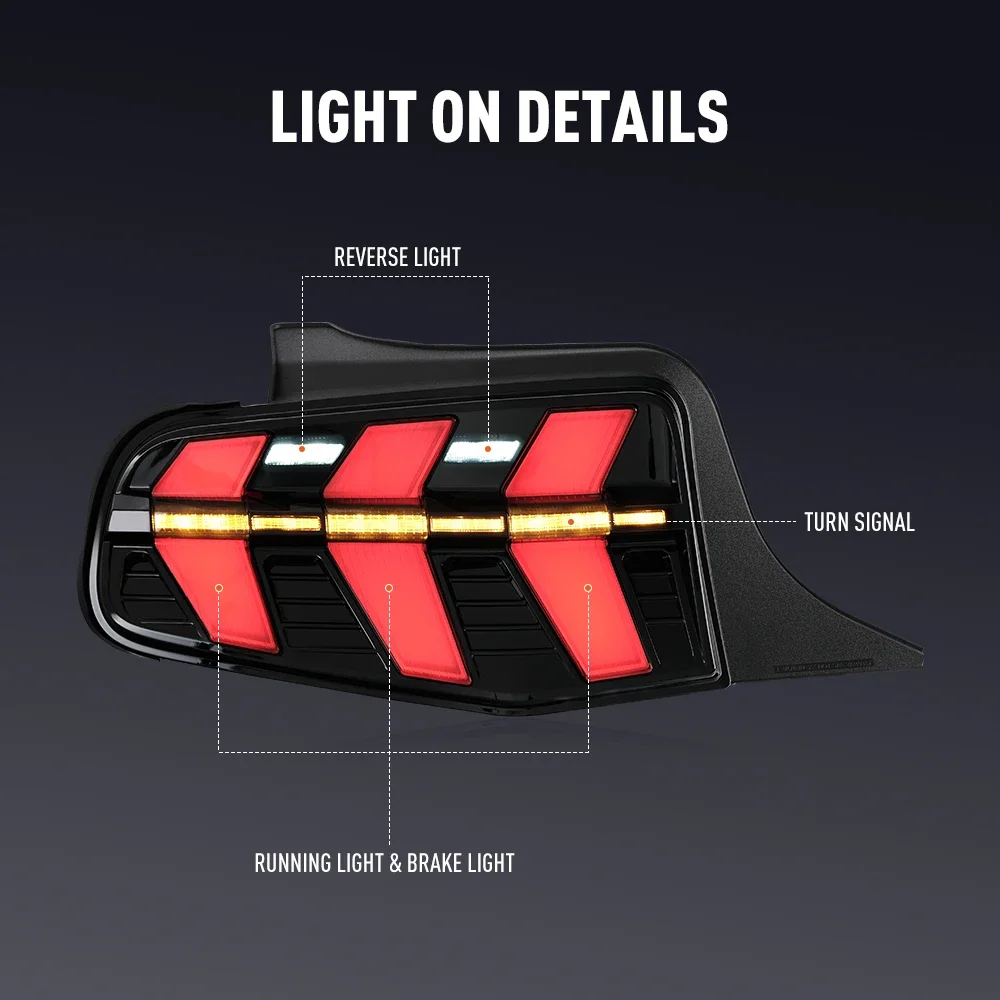 Фото Пара светодиодных задних фонарей для Ford Mustang 2010-2012 DRL, сигнал поворота заднего тормоза, Plug and Play, автомобильный задний фонарь в сборе №3