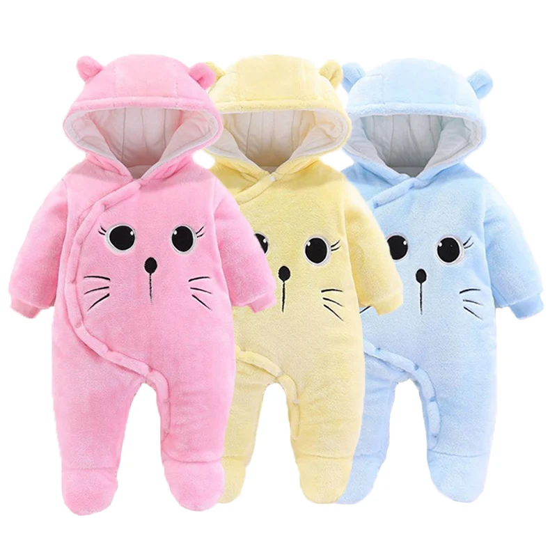 Cute Newborn Baby clothes Winter warm Infant Boys girls Rompers plus cotton thicken Jumpsuit for Baby New born Outwear  0-12M