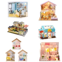 without dust cover 10 models wooden doll house miniaturas with furniture diy house home dollhouse toys for children christmas