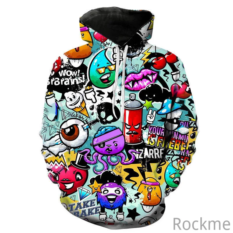 

2022 Fashion New 3D Harajuku Men's Hoodie Graffiti Full Print Sweatshirt