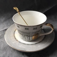 elegant tea cup nordic bone porcelain gold window retro castle coffee cup taza de cafe arabic coffee cups turkish tea cups