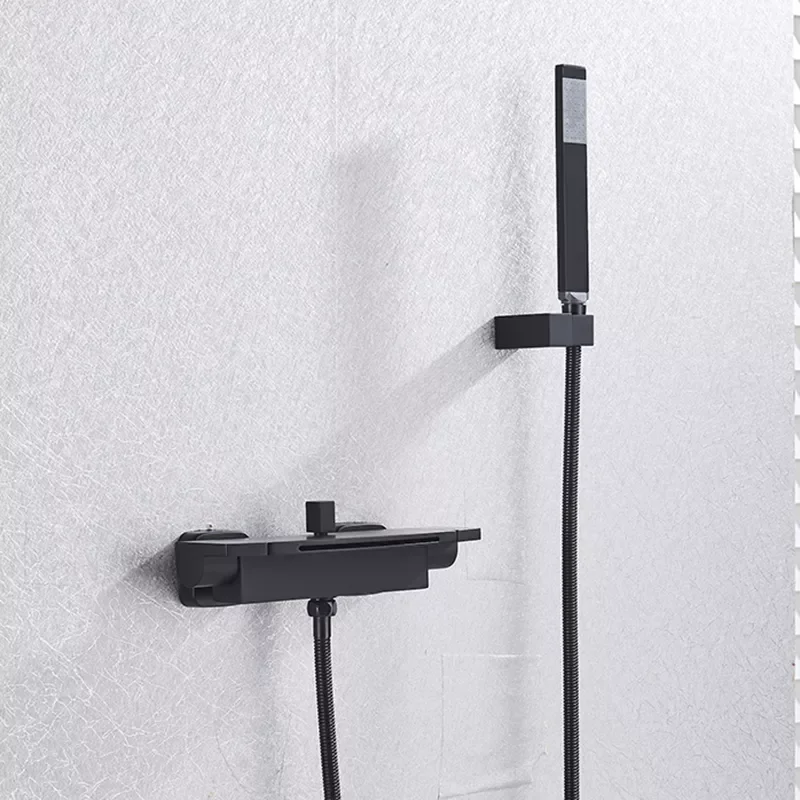 

Matte Black Bathroom Faucet 2 Function Bathtub Facuet Wall Mounting Cold and Hot Shower Faucet Waterfall
