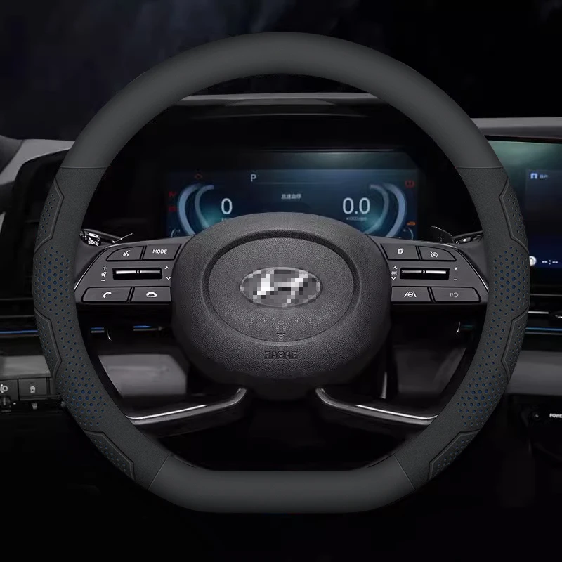 

Hyundai ix35 ix25 i10 i30 Creta Grandeur Santafe Tucson Palisade Замшевый чехол на руль автомобиля из углеродного волокна, автоаксессуары