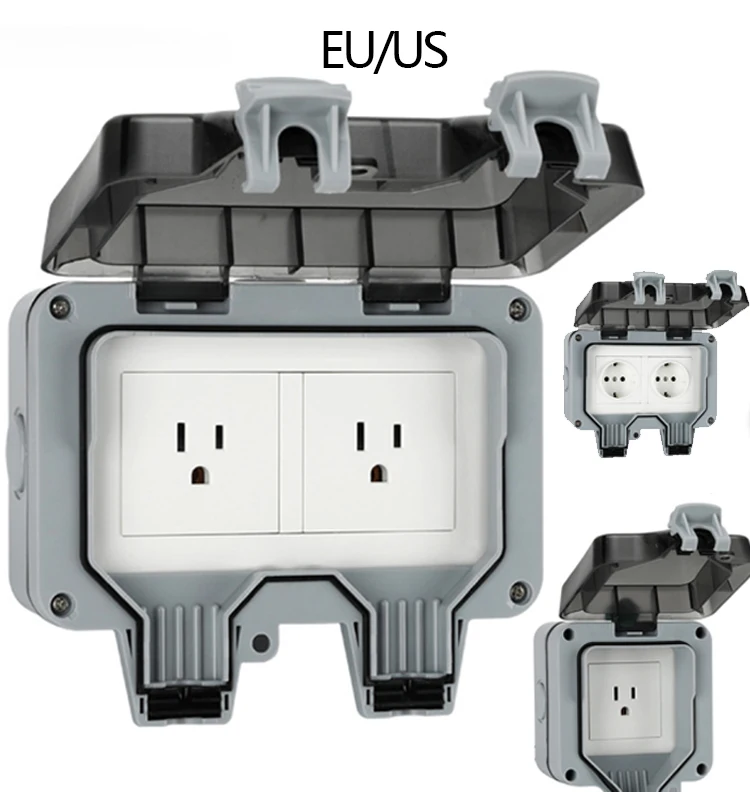 Korea Outdoor Wall Sockets Outlet US EU Plug Electrical 15A 