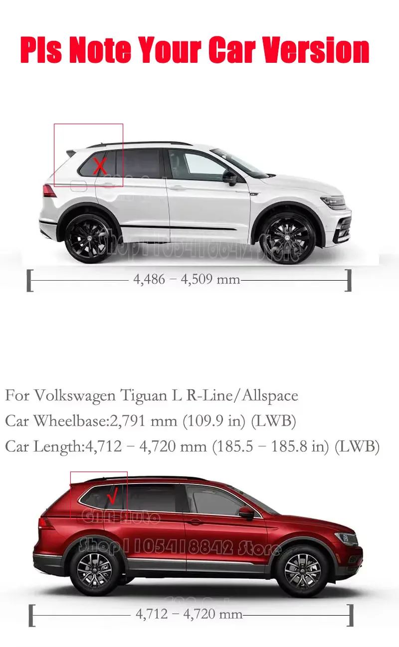 Фото Декоративные накладки на окна автомобиля для Volkswagen Tiguan L Allspace R-Line BJ/BW 2016-2024, из нержавеющей стали, противоударные, декоративные защитные наклейки №3