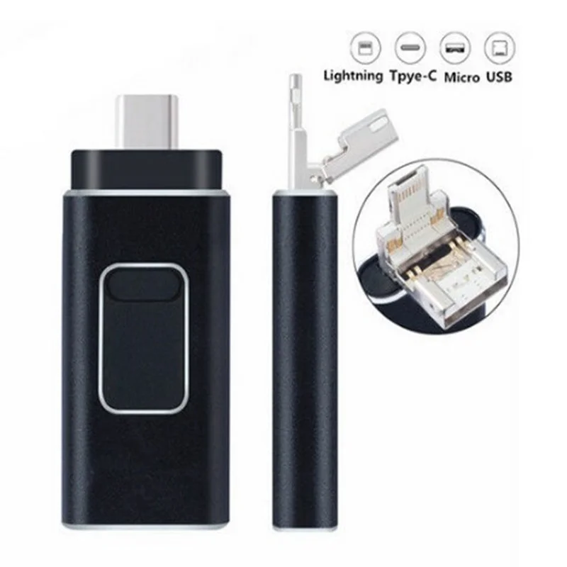 USB 3.0 OTG flash drive for iPhone X / 8 / 7 / 7 plus / 6 / 6S / 5 / SE / iPad, 16 GB, 32 GB, 64 GB, 128 GB, 256 GB HD flash