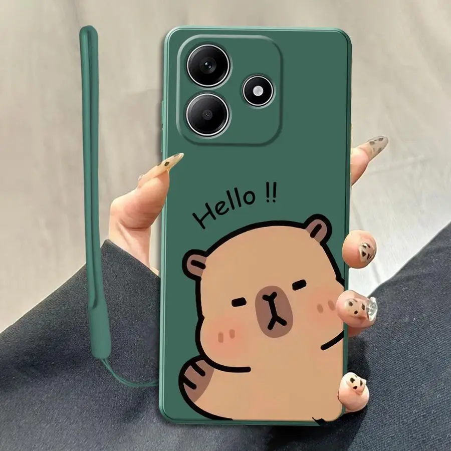 Фото Чехол для телефона с капибарой для Xiaomi Redmi Note 15 Pro Plus, Note 14, 13, 11S, 9, 12S, 14, 12, 11, 9S, 8, 10 Lite №3