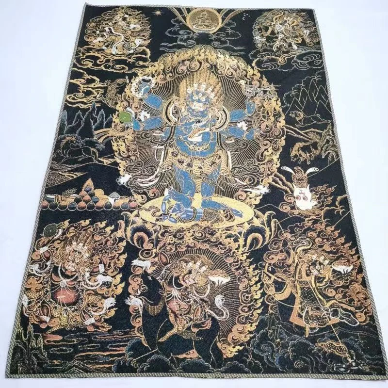 

Tibetan Buddha Thangka, embroidered brocade painting, Great Vajra Dharma Protector, exquisite home decoration, auspicious Thangk