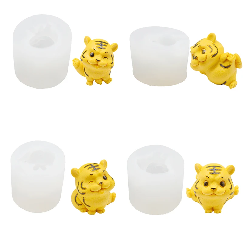 

Cute Tiger Mold DIY Craft Gypsum Resin Candle Making Silicone Mould Animal Figurines Sculpture Tiger Ornament Moulds Home Decor