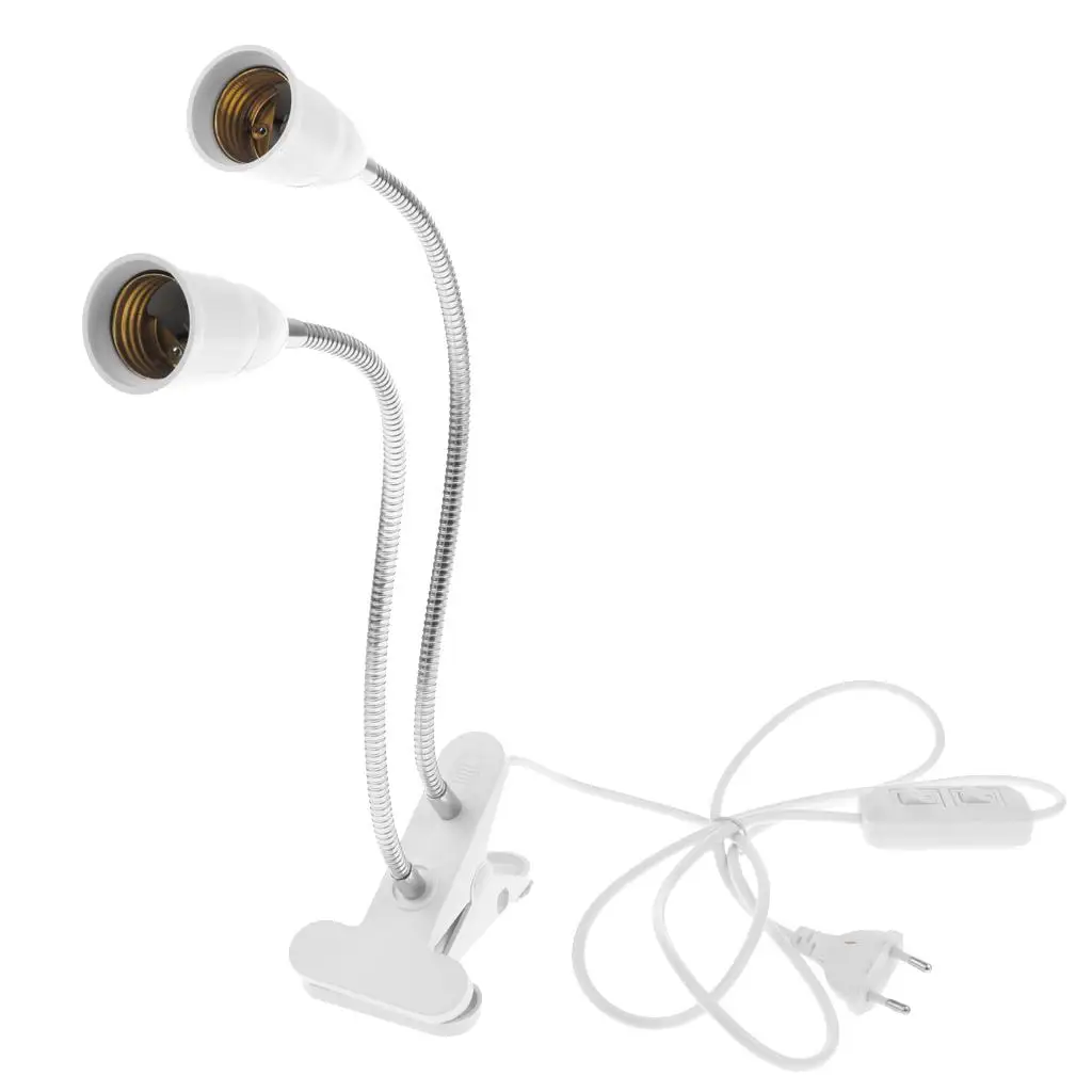 Clip On Flexible Lamp Holder Can 360° Adjustable Lamp Holder Arms Eu Plug Dual Head