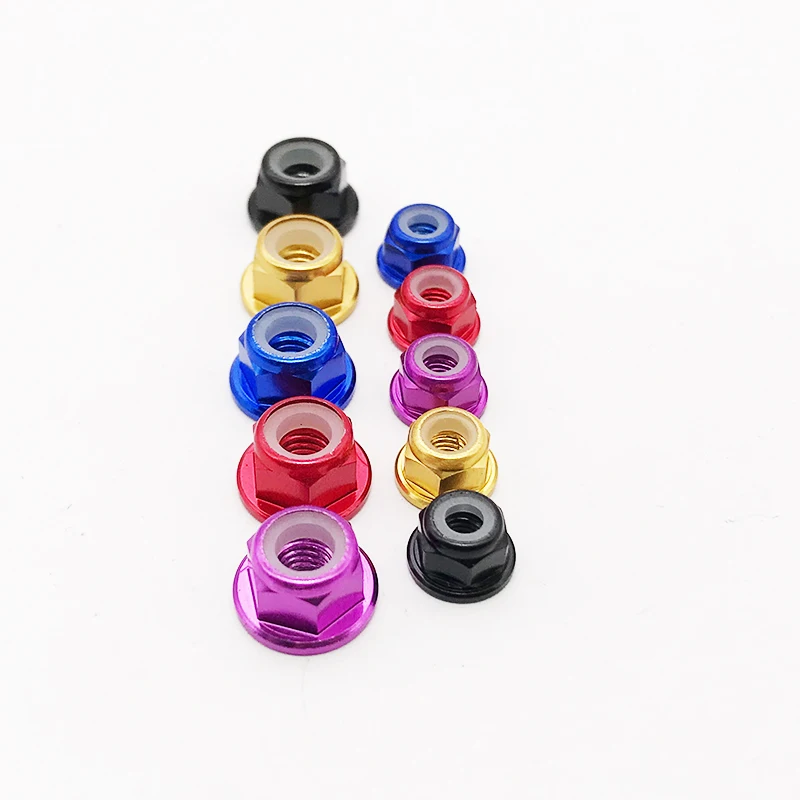 10 шт. M3/M4 Фланцевая нейлоновая вставка из алюминиевого сплава фиксирующая гайка