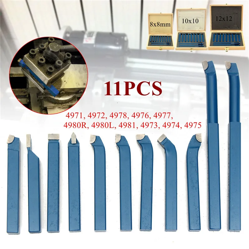 

11pcs/set 8/10/12mm Carbide Tip Cutting Turning Boring Bit Mini Metal Lathe Tool Set Carbide for Metal Working Lathe Thread