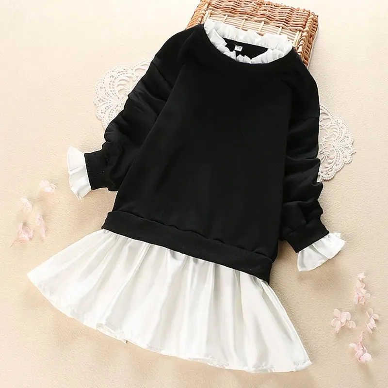 

Teenager Girls Autumn Winter 2023 Kids Sweater t-shirt long Dresses Princess hoodie lace sweatshirt 4 5 6 7 8 9 10 11 year