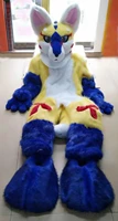 husky fox fursuit mascot costume long fur fur costume wolf cosplay outfit yellow blue fake fur