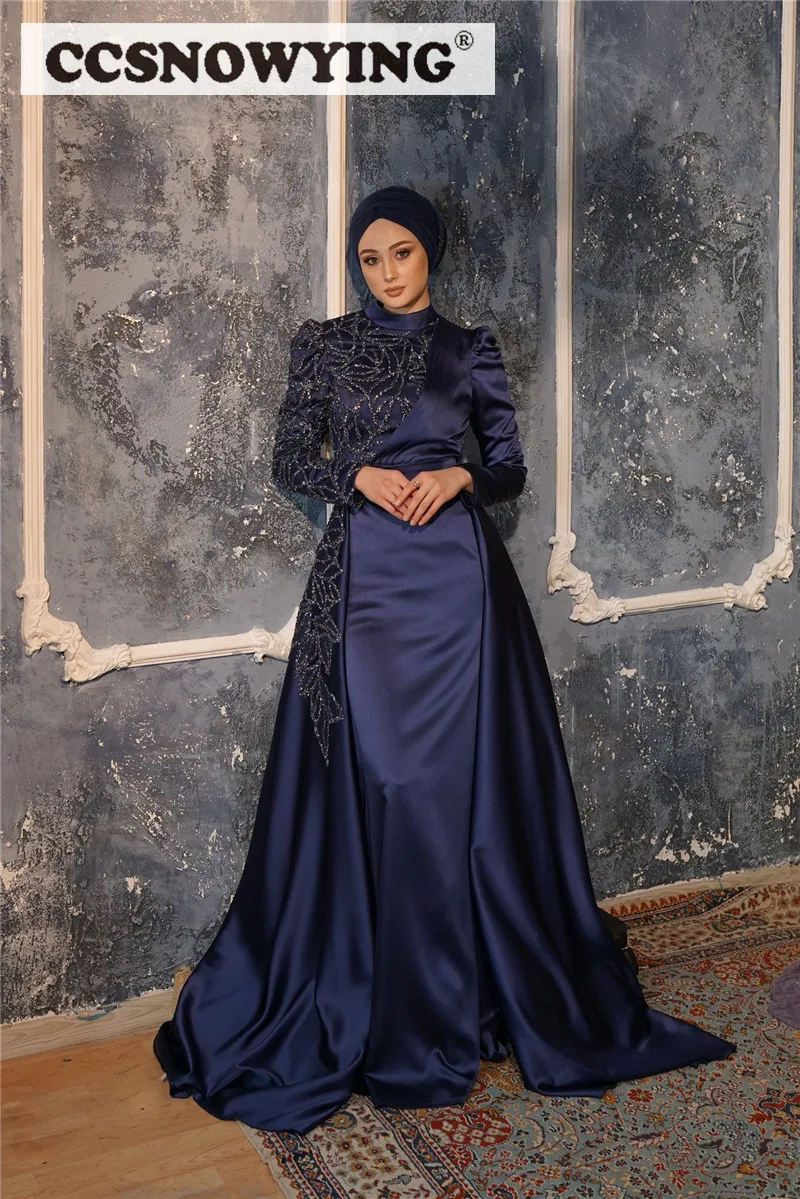 

Атласные бусины, искусственные мусульманские Вечерние платья, исламские официальные платья, Арабский кафтан, женское платье для вечеринки