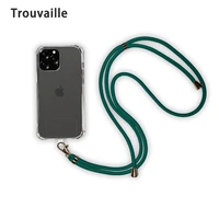 trouvaille cord phone case for huawei p smart z honor 20 30 8x 9x pro lite shockproof transparent cover sling rope removable
