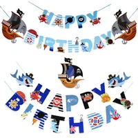pirate ship happy birthday banners paper bunting garland birthday party hanging decorations kids boys baby shower party supplies