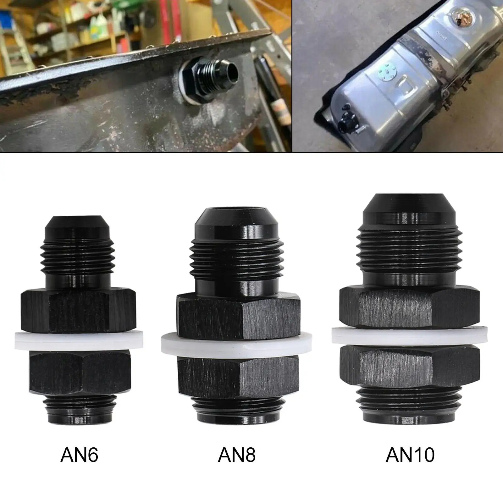 Топливный адаптер с шайбой из ПТФЭ алюминиевый черный универсальный фиксирующей
