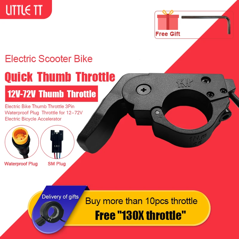 

Ebike Thumb Throttle Electric Scooter Bike Quick Thumb Throttle 12V-72V fit Left/Right Hand Finger Throttle for E Scooter Parts
