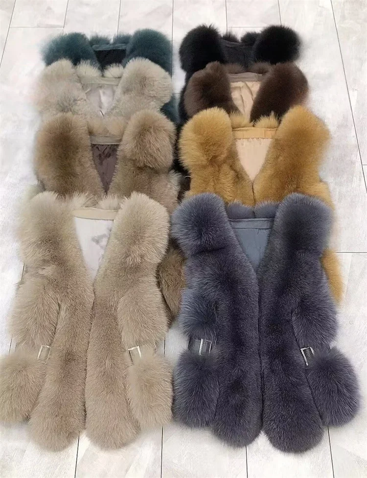 Женский жилет из натурального меха модный и теплый зимой лисьего женская куртка