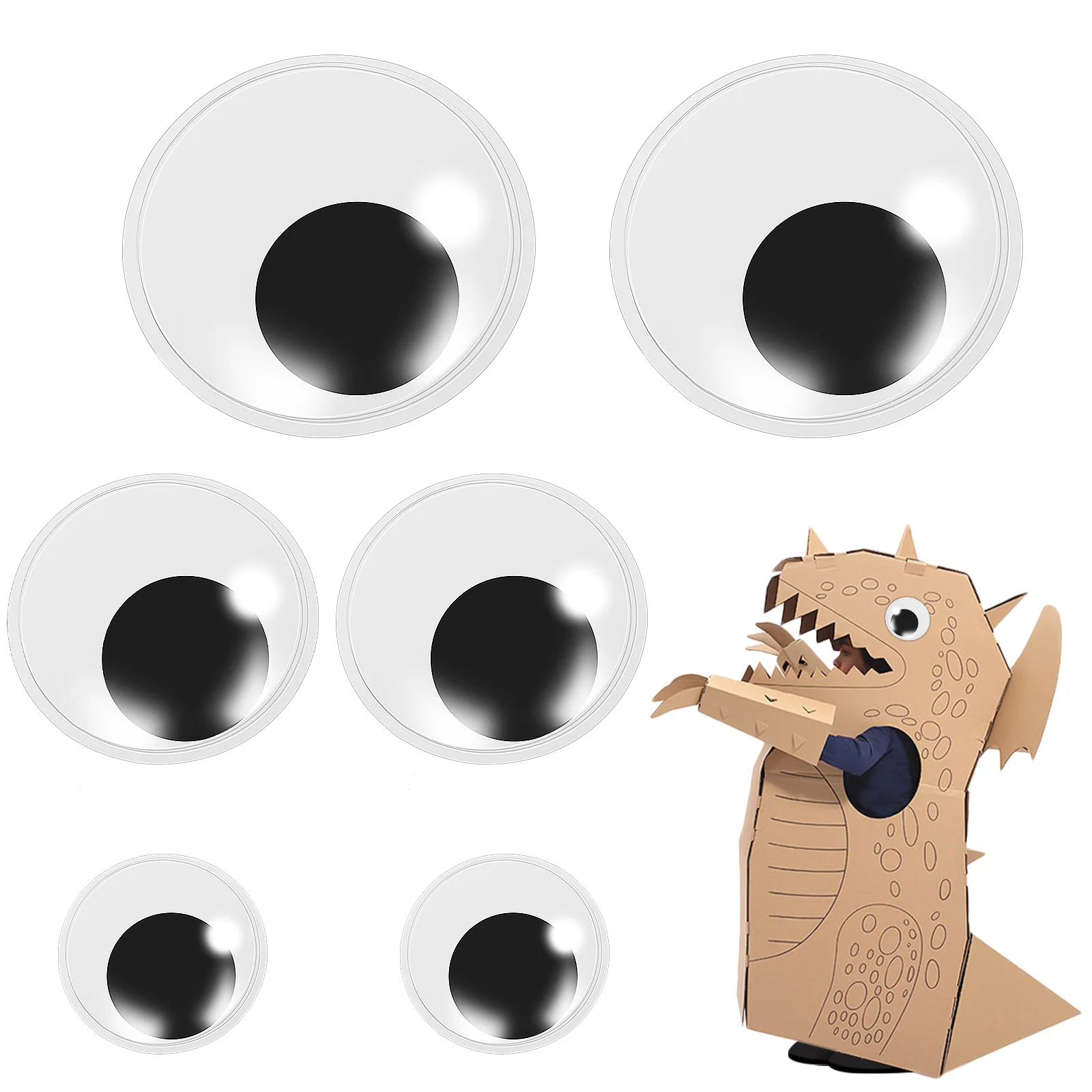 6 шт. Wiggle Googly Eyes движущиеся с клеем безопасностью для мягких животных липкие