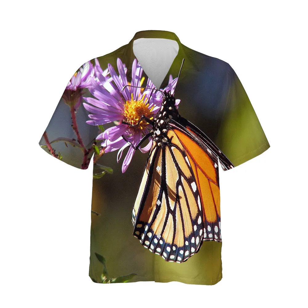 Jumeast New 3D Summer Men Shirt Fashion Butterfly Series Mens Hawaiian Shirt Short Sleeve Streetwear Casual Breathable Blouses