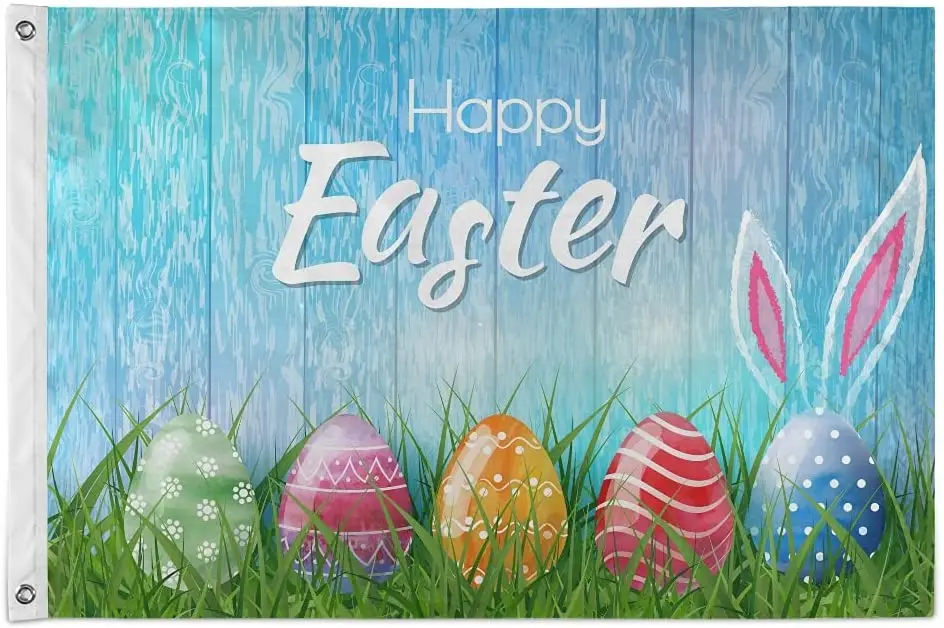 

Happy Easter Flag Wind Colorful Eggs Banner Flag Breeze Decorations for Indoor Outdoor Home Garden Flag Boat