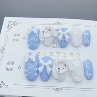 sanrio hellokitty mymelody kuromi cinnamoroll new cartoon doll handmade 3d nail stickers girl heart wearable nail stickers