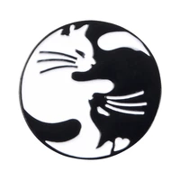 creative brooches black and white cat hug brooches denim bag accessories pins lapel pin