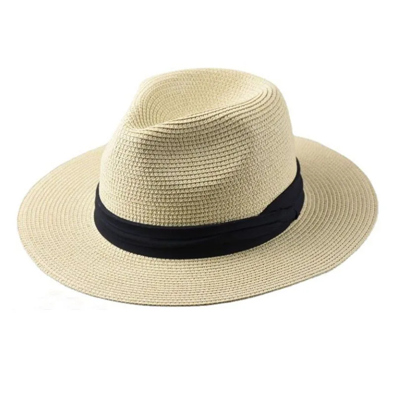 

LANSAARA Women Men Wide Brim Straw Panama Roll up Hat Belt Buckle Fedor Beach Sun Hat UV UPF50+