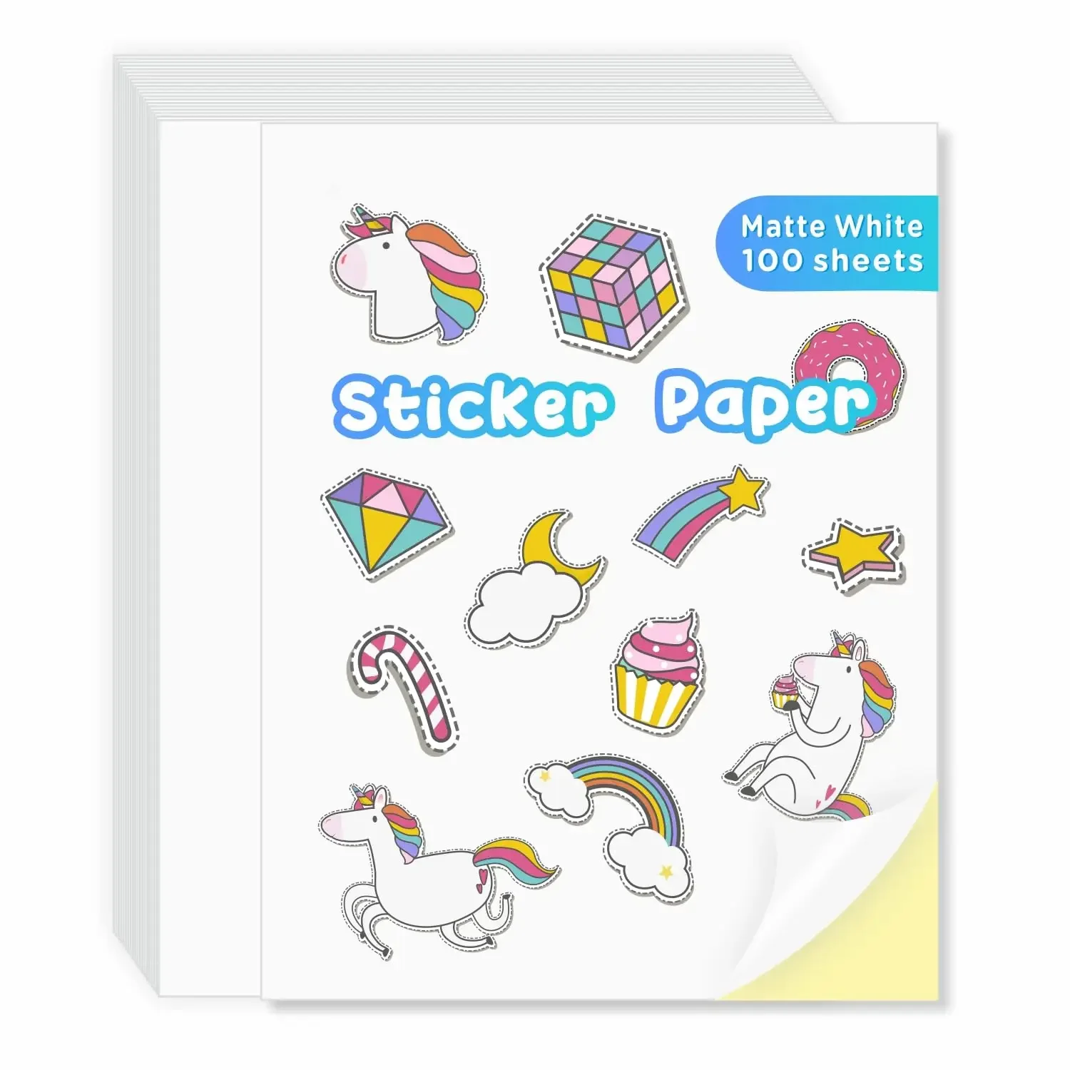 100 листов матовая белая бумага для наклеек формата А4 прочный клей совместимая с