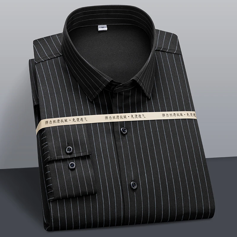 Рубашка мужская стрейчевая не требует глажки Классическая однотонная