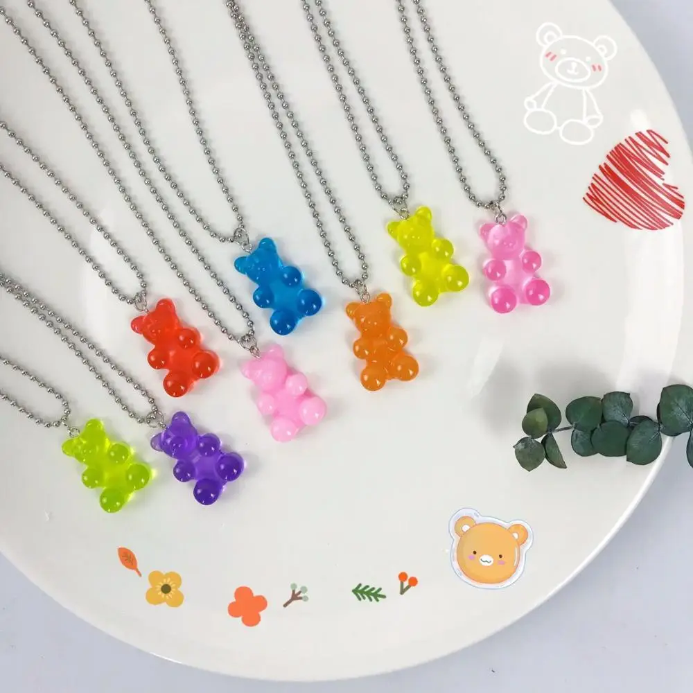 

2022 popular gummy bear trendy necklace women stainless steel chain designer womens necklace cheap jewelry with free shipping