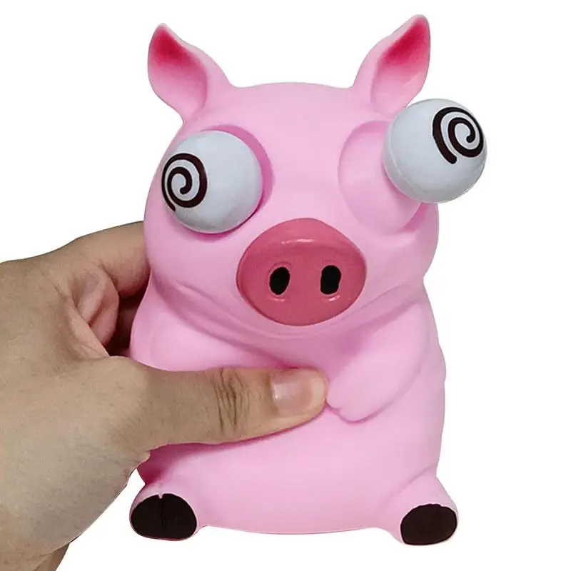 

Funny Eyeball Burst Squeeze Toy Eyes Bouncing Pink Pig Pinch Toy Cartoon Pop-Eyed Pink Pig Toy Stress Relief Sensory Squeezing