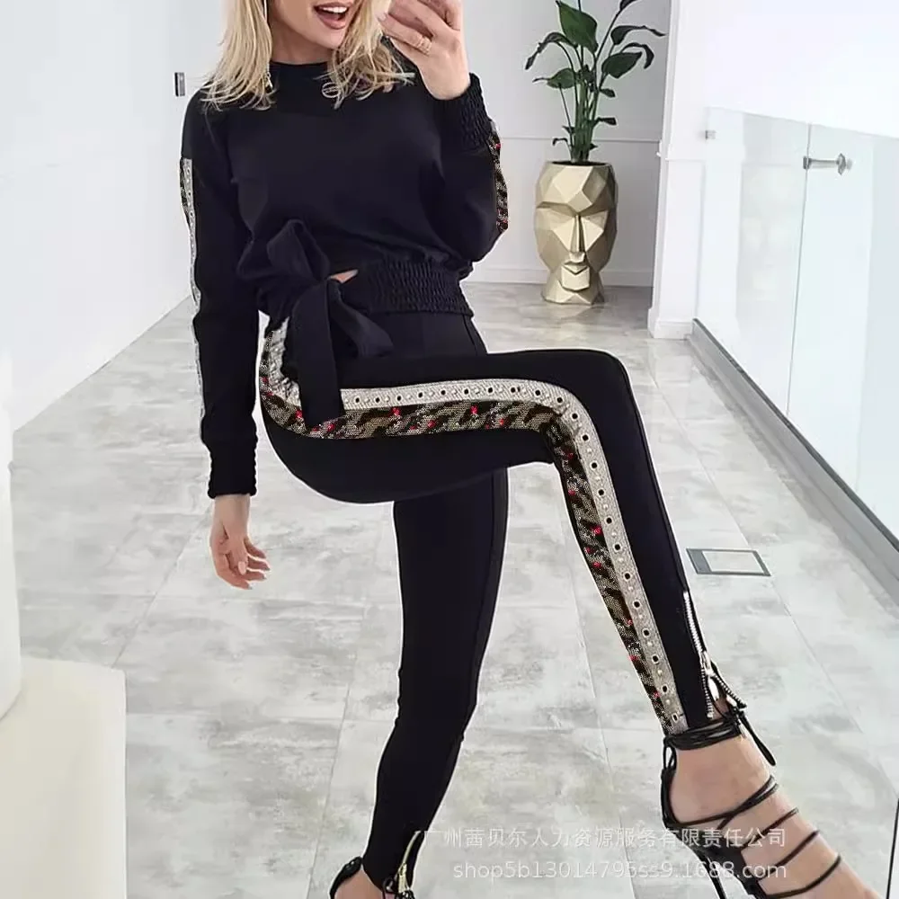 Женский комплект одежды из 2 предметов топ на шнуровке с длинными рукавами блузка