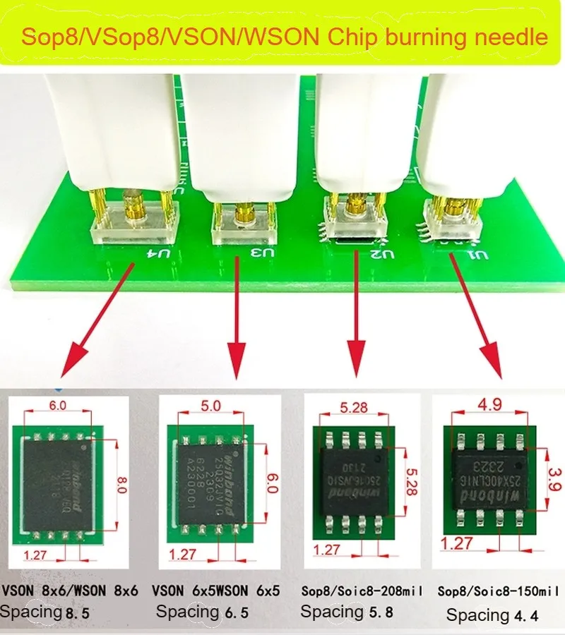 

1 шт. Sop8/w-son чип, Скачивание, сгорание, запись, зонд, пружинная игла, вспышка, чип eeprom кабель горелки