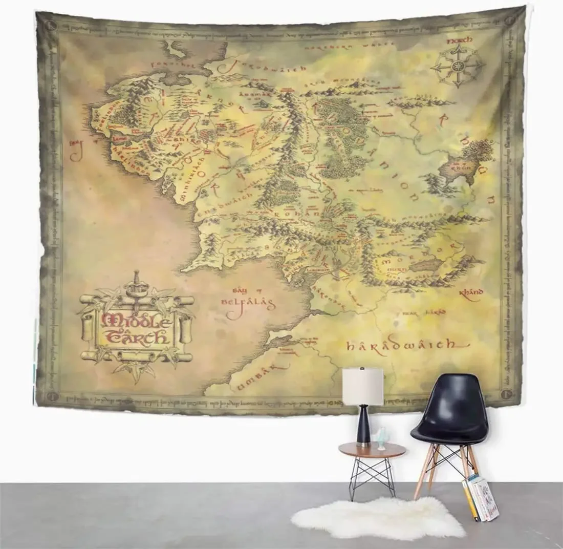 Настенная подвеска с изображением карты ближней земли гобелены скатерть на