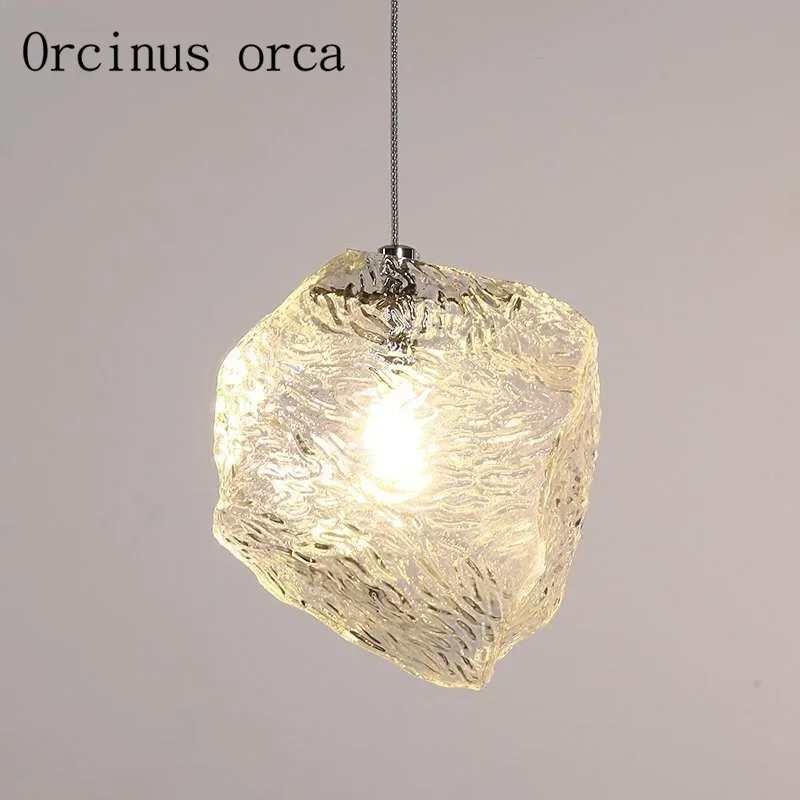 Korean modern simple glass ice chandelier creative personality artistic style living room bedroom bar restaurant lamps