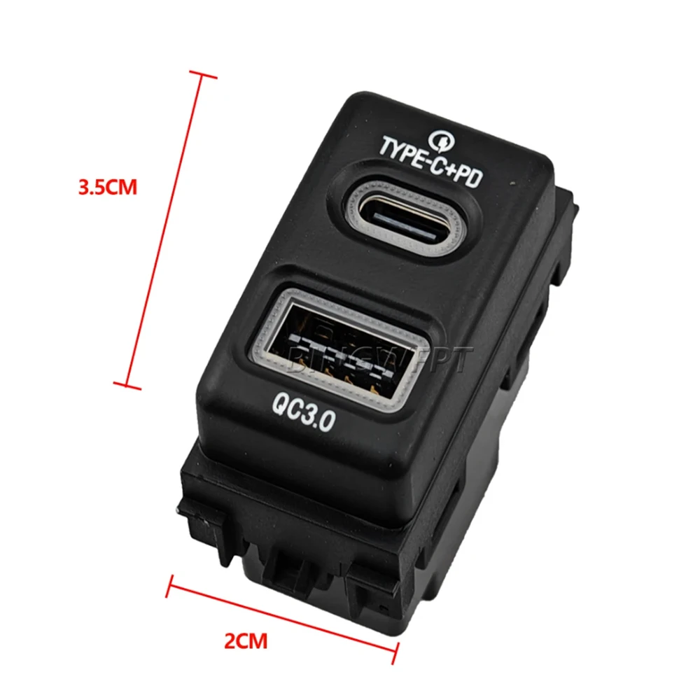 Фото Автомобильное зарядное устройство PD QC3.0 с двумя портами Type-C USB для быстрой зарядки, розетка питания для Nissan Teana 2004-2012, NV200 2010-2014, Fuga 2004-2007 №2