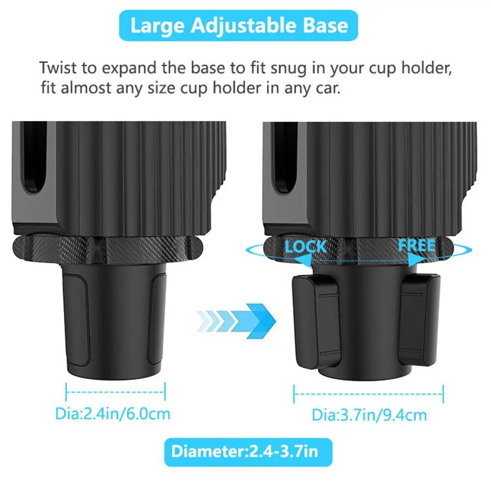 

Car Cup Holder Tray Adjustable Phone Mount Food Table For Cup Holder Expand Designed With 360° Swivel Car Accessories