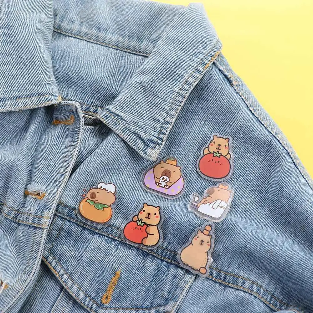 Мультяшный акриловый нагрудник булавка капибара отворот капибары милый