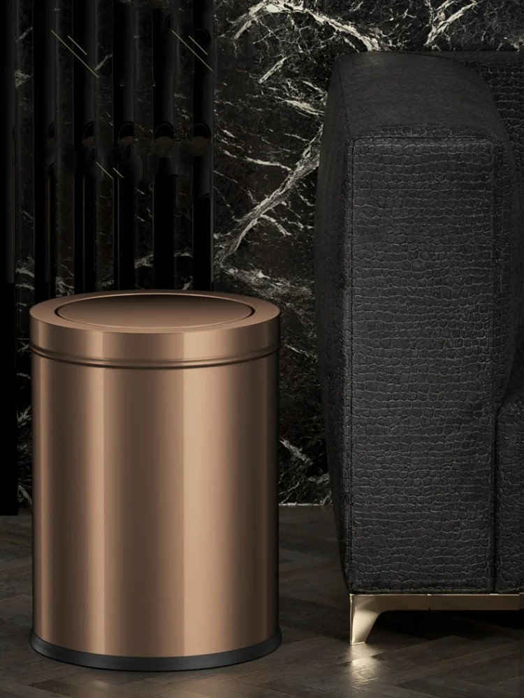 stainless steel trash can gold bathroom bedroom luxury home office trash bin kitchen cabinet storage poubelle storage bs50tc free global shipping