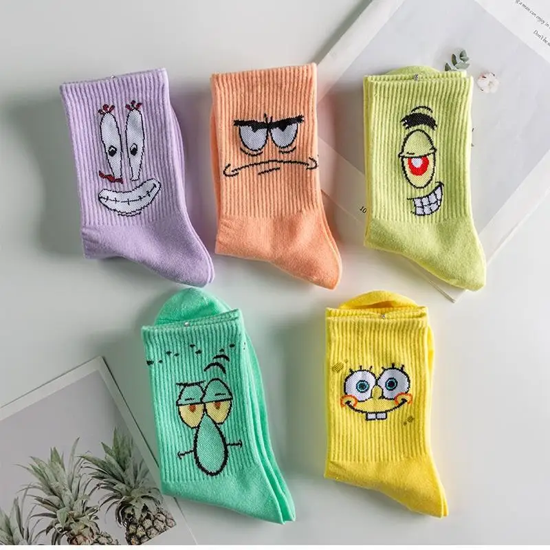 Kawaii Men Socks Happy Funny Cartoon Socks Cotton Casual Couples Socks Harajuku Hip Hop Socks Lolita Cartoon Chaussettes Unisex