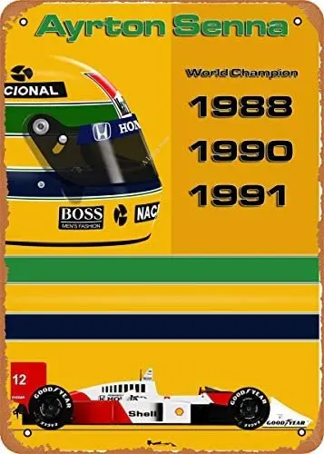 

Metal Sign - Ayrton Senna Ayrton Senna McLaren MP4-8 x 12 Vintage Look Tin Plate