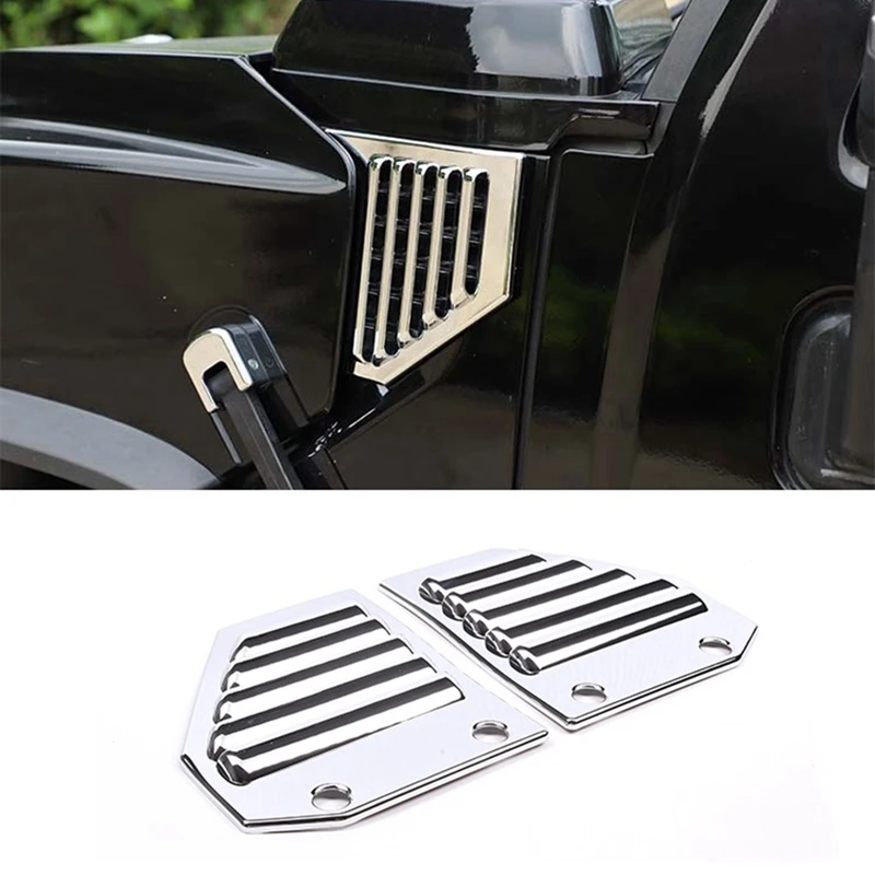 

2 Pack Fender Vent Cover Fender Ventilation Grille Stickers Trim ABS Silver For Hummer H2 2003-2009