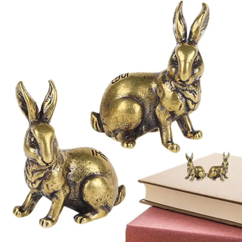 

Miniature Rabbit Statue 2 Set Of Vintage Copper Animal Rabbit Figurine Rustic Style Bunny Ornament Gift For Patio Yard Lawn